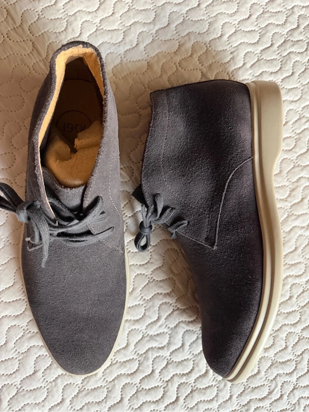 1901 Men's Gray Suede Leather Chukka Desert Boots Lace Up Size 9.5
